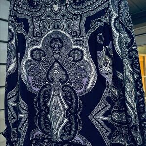 Alfani Black and White Paisley Top with Purple Accents